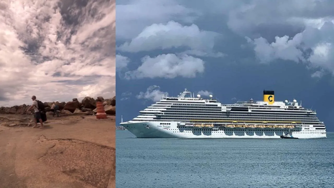 O navio atracou no terminal de passageiros local nesse sábado (13), com 4,5 mil turistas