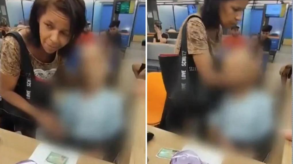 Imagens gravadas pelos funcionários da agência bancária mostram mulher conversando com o cadáver