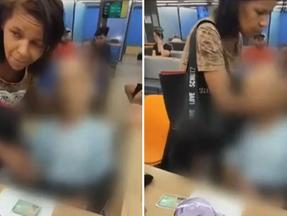 Imagens gravadas pelos funcionários da agência bancária mostram mulher conversando com o cadáver