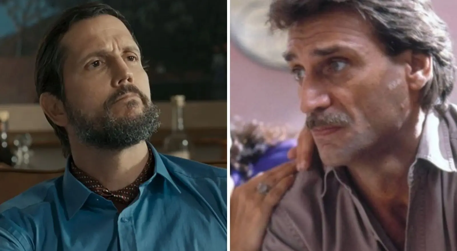 Montem mostra imagens de Vladimir Brichta e Herson Capri caracterizados, respectivamente, de Egídio e de Teodoro em novela Renascer. Quem mata Egídio em Renascer? Veja o que acontece na versão de 1993