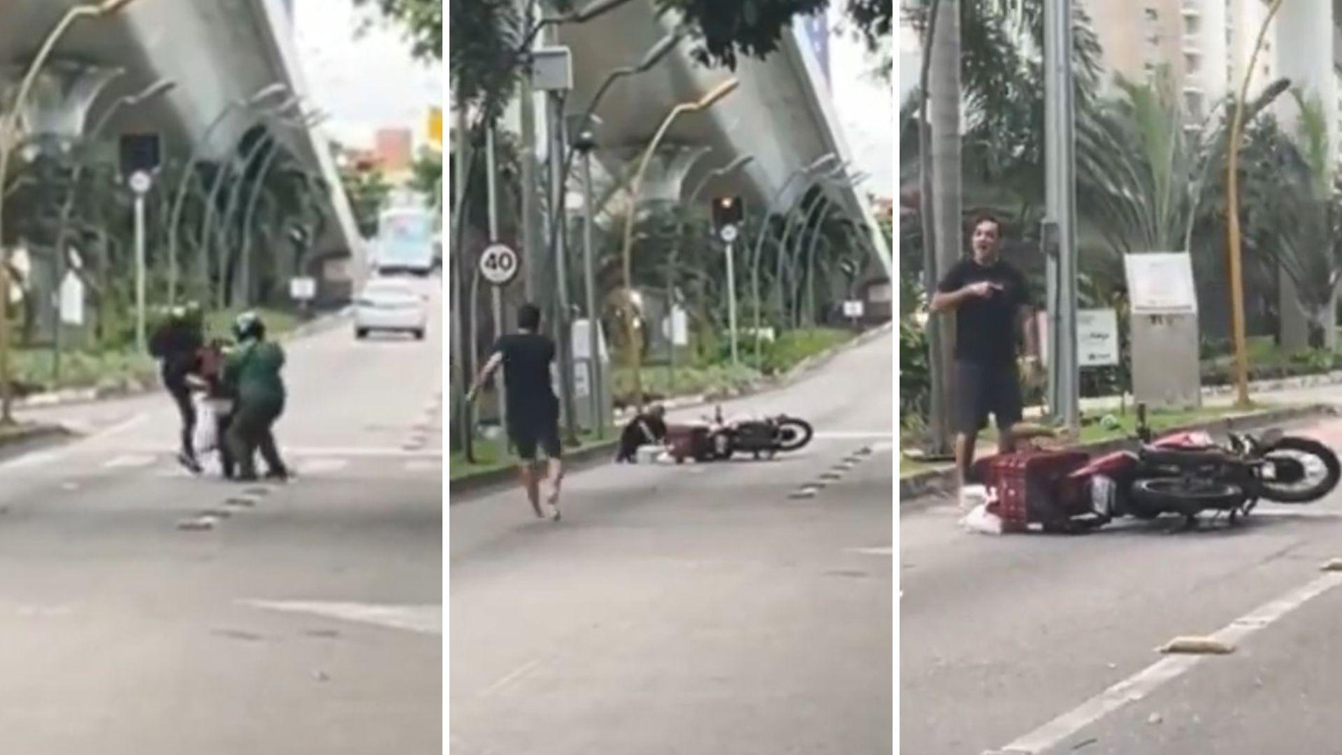 Sequência de imagens da tentativa de assalto frustrada por um policial civil