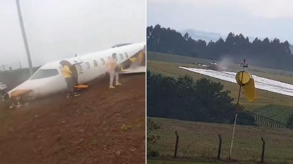 Avião particular da Cimed sai da pista após voo no Rio Grande do Sul