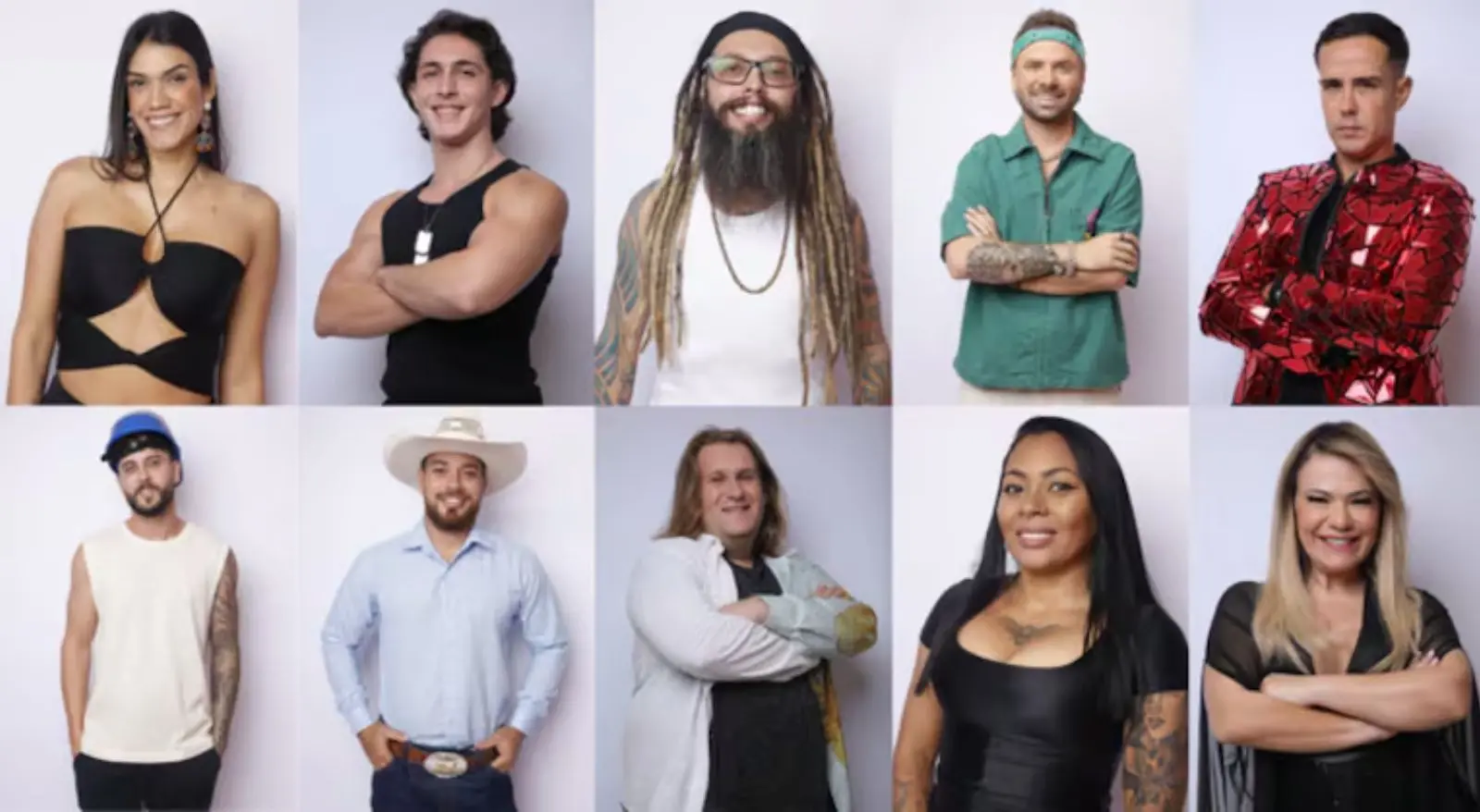 Imagem mostra colagem com fotos dos primeiros 10 eliminados do reality show A Grande Conquista 2.