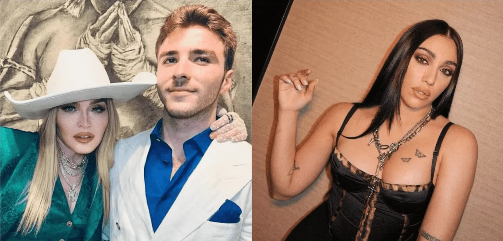 Madonna ao lado de Rocco. Lourdes Maria na segunda foto