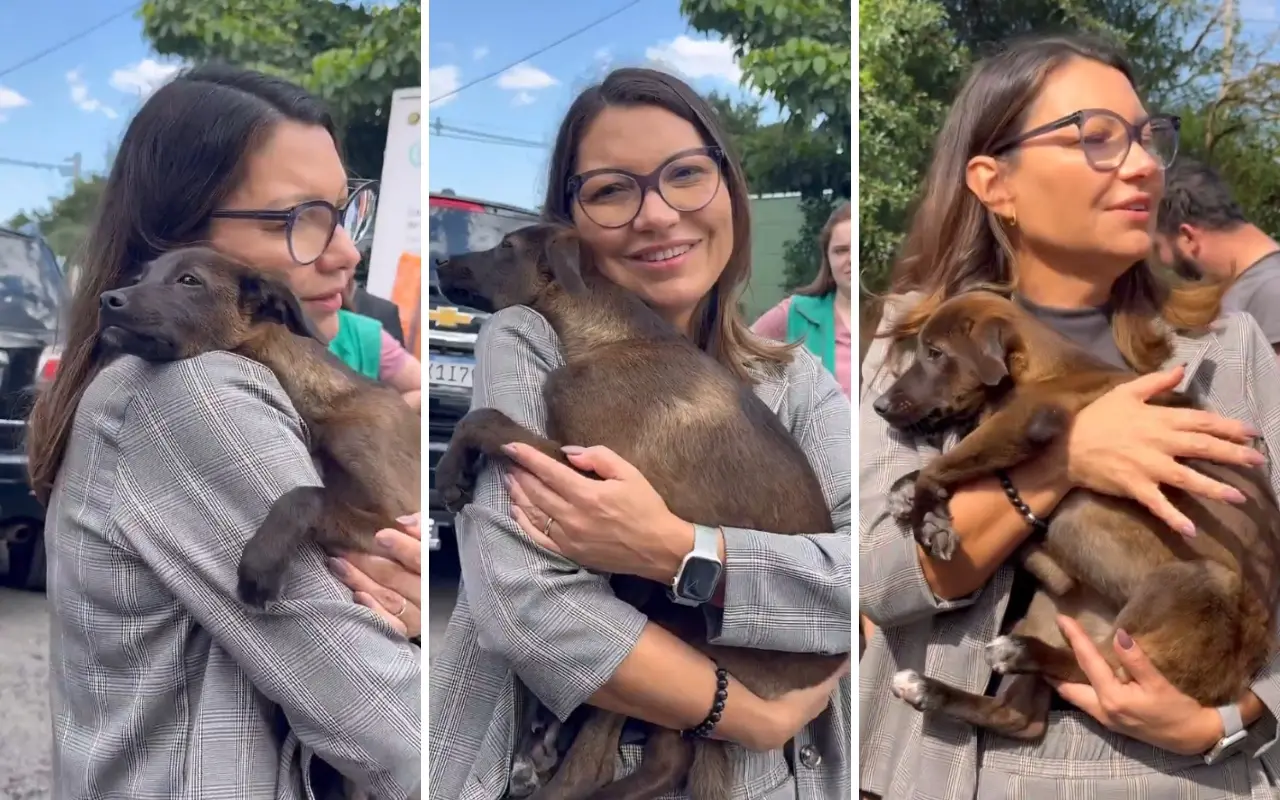 Janja com a nova cadelinha, chamada 