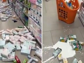 Montagem de supermercado afetado em Napoles