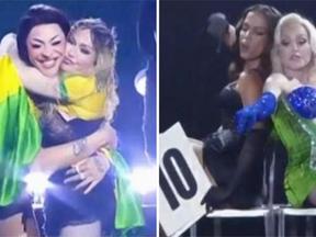 Montagem de fotos mostra Pablo e Madonna à esquerda e Anitta e Madona à direita