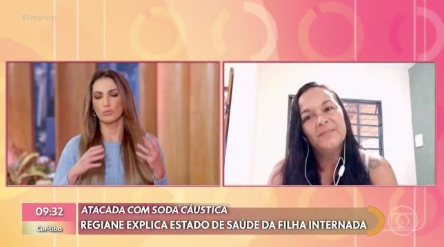 Mãe de jovem atacada com soda cáustica atualiza estado de saúde da filha no Encontro