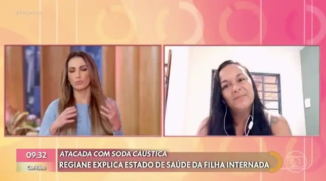 Mãe de jovem atacada com soda cáustica atualiza estado de saúde da filha no Encontro