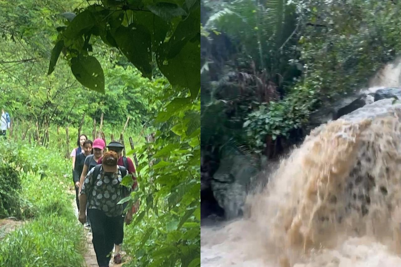 pessoas presas em trilha após nível de cachoeira subir com chuvas no ceará