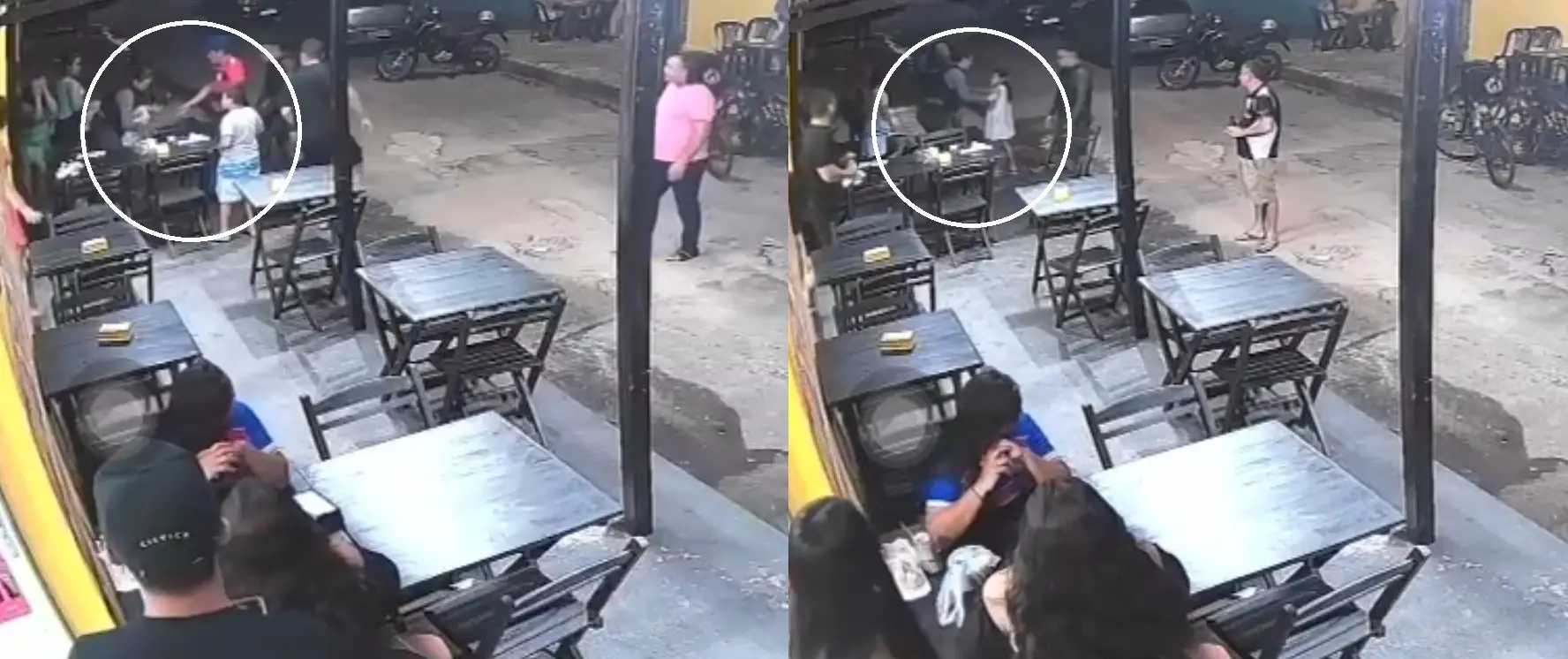 Policial feminina atual com manobra de heimlich para salvar criança