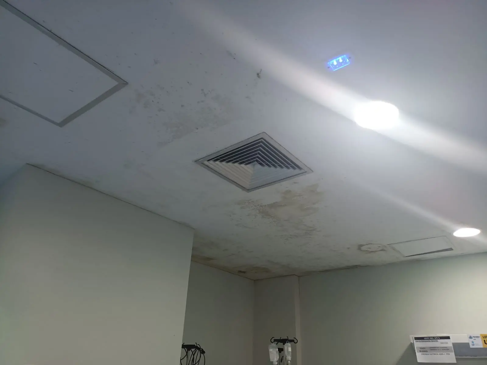 Mofo no teto de Unidade de Terapia Intensiva (UTI) do IJF