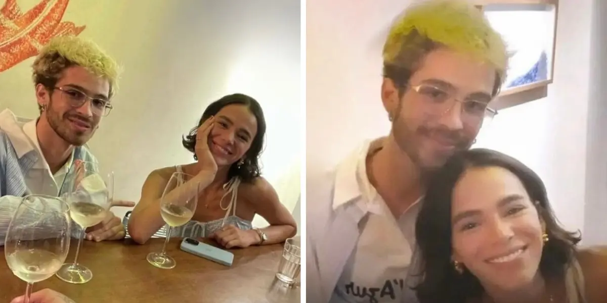 montagem de fotos de Bruna Marquezine e João Guilherme