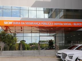 Fachada da Secretaria da Segurança Pública e Defesa Social, no bairro Aeroporto, em Fortaleza