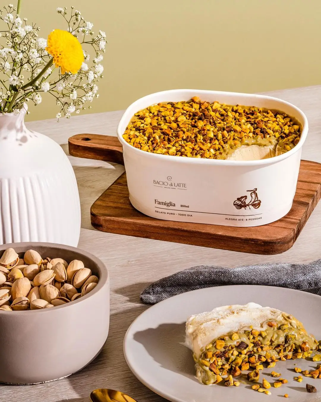 Produtos com pistache são protagonistas na Bacio di Latte