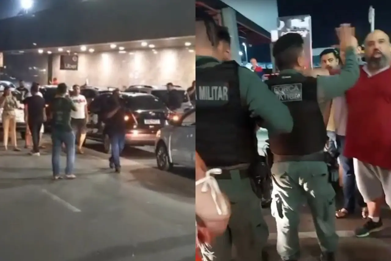 protesto de motoristas de aplicativo contra taxistas no aeroporto de fortaleza