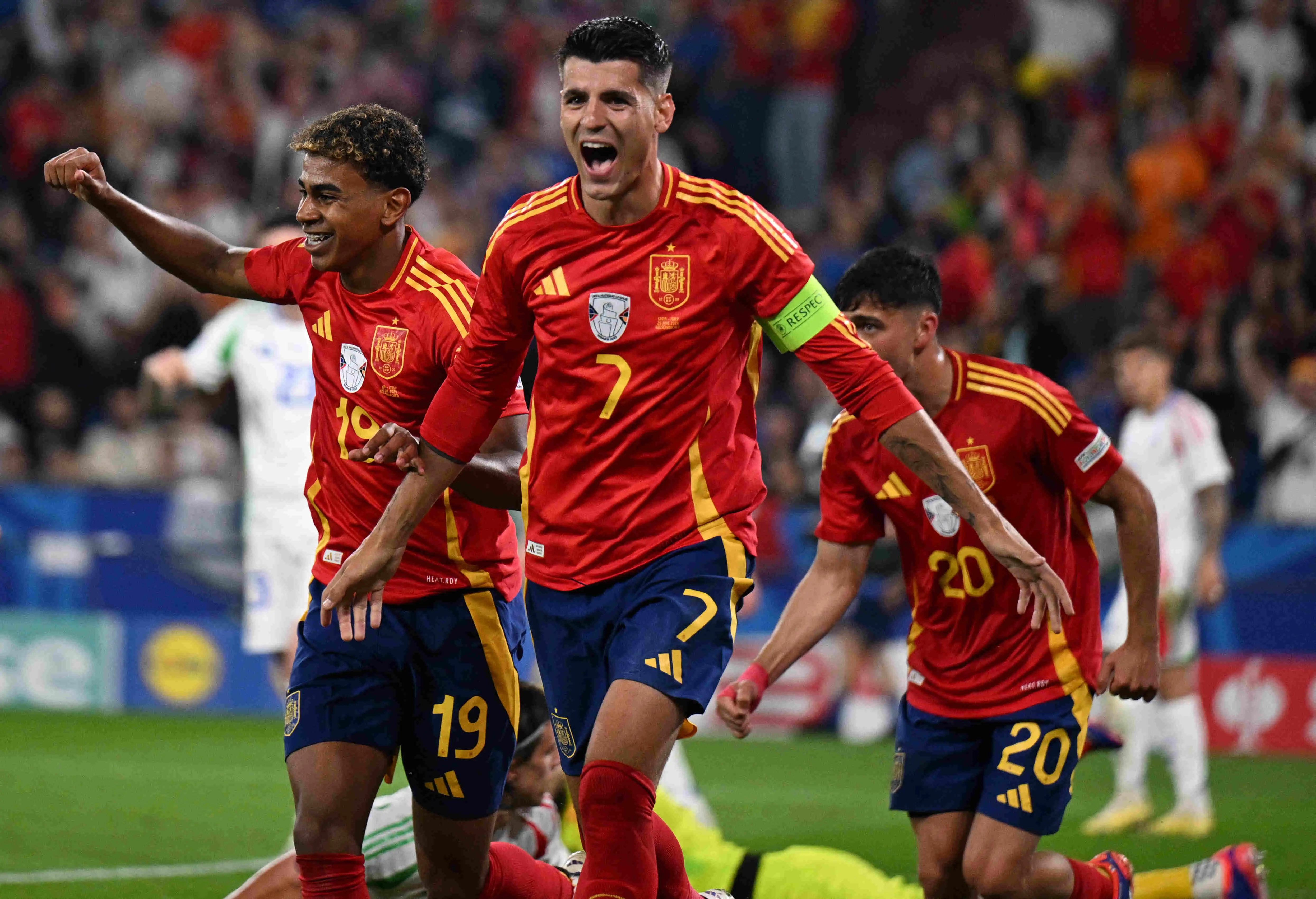 Imagem dos jogadores da seleção espanhola