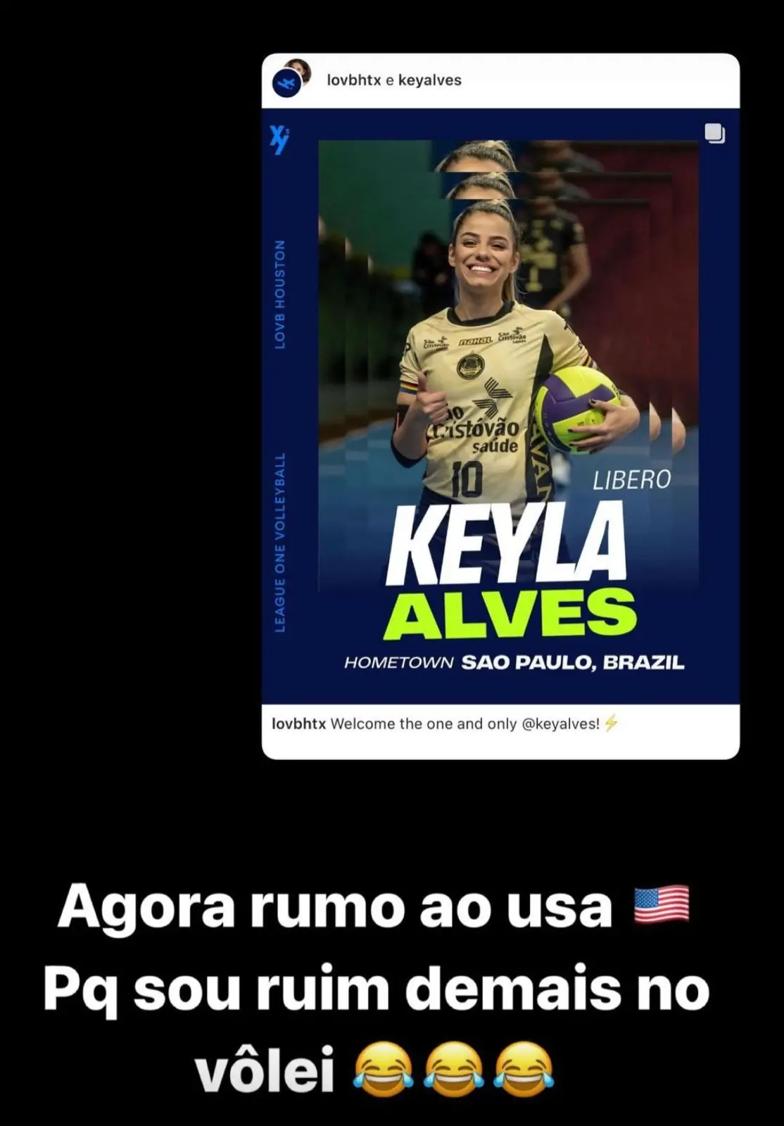 Key postou sobre sua ida para os Estados Unidos