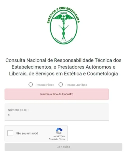 É possível consultar o registro de responsabilidade técnica dos estabelecimentos e prestadores autônomos e liberais de serviços em Estética e Cosmetologia