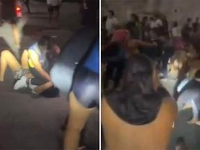 Montagem de fotos mostra prints da briga entre torcidas femininas rivais