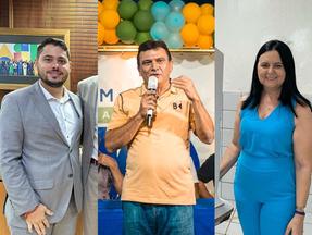 Colagem com fotos dos prefeitos cearenses Flávio Filho, Dário Coelho e Simone Tavares