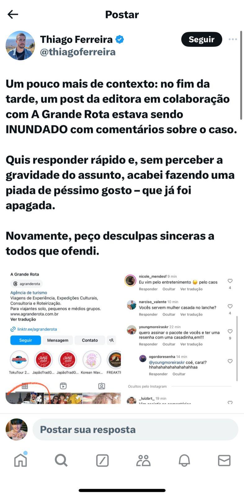 Editor pediu desculpas por piada sobre o caso