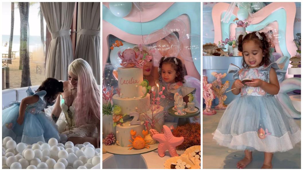 Cecília ao lado de Karoline para comemorar aniversário de 2 anos