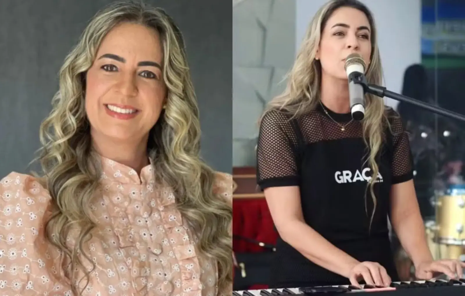 Montagem de cantora gospel que pode ter sido baleada por engano