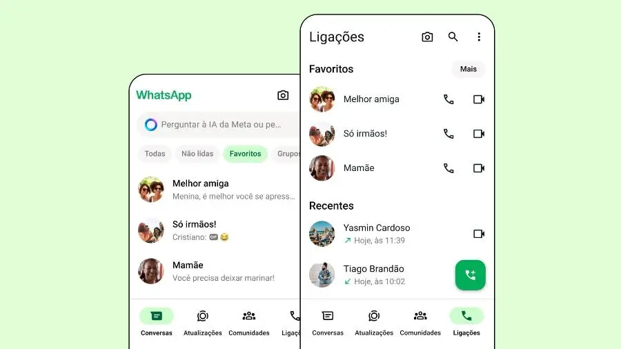 Nova função de favoritos do WhatsApp