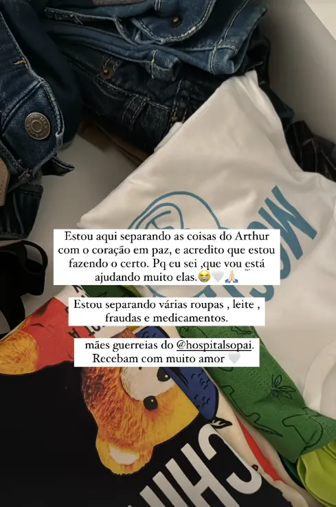 Esposa de Zé Vaqueiro compartilhou detalhes de doação das roupas do filho