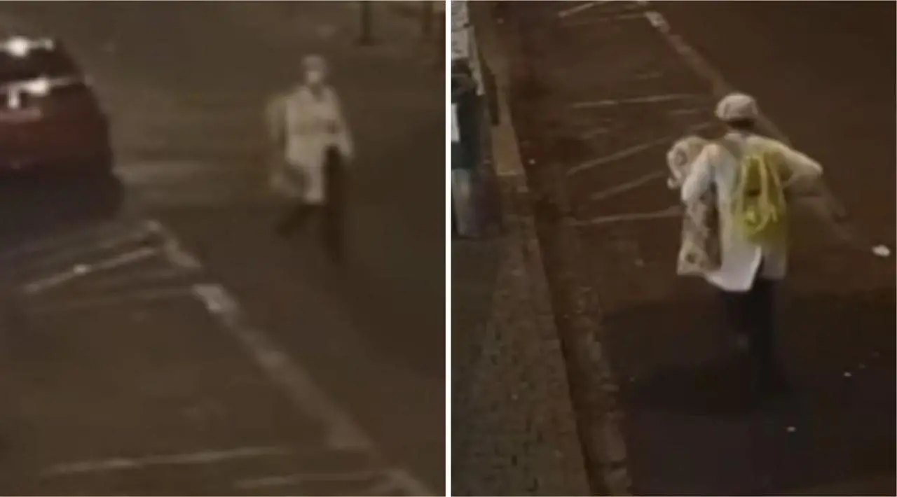 Montagem de fotos mostra sequestradora saindo de maternidade com bebê enrolada em lençol