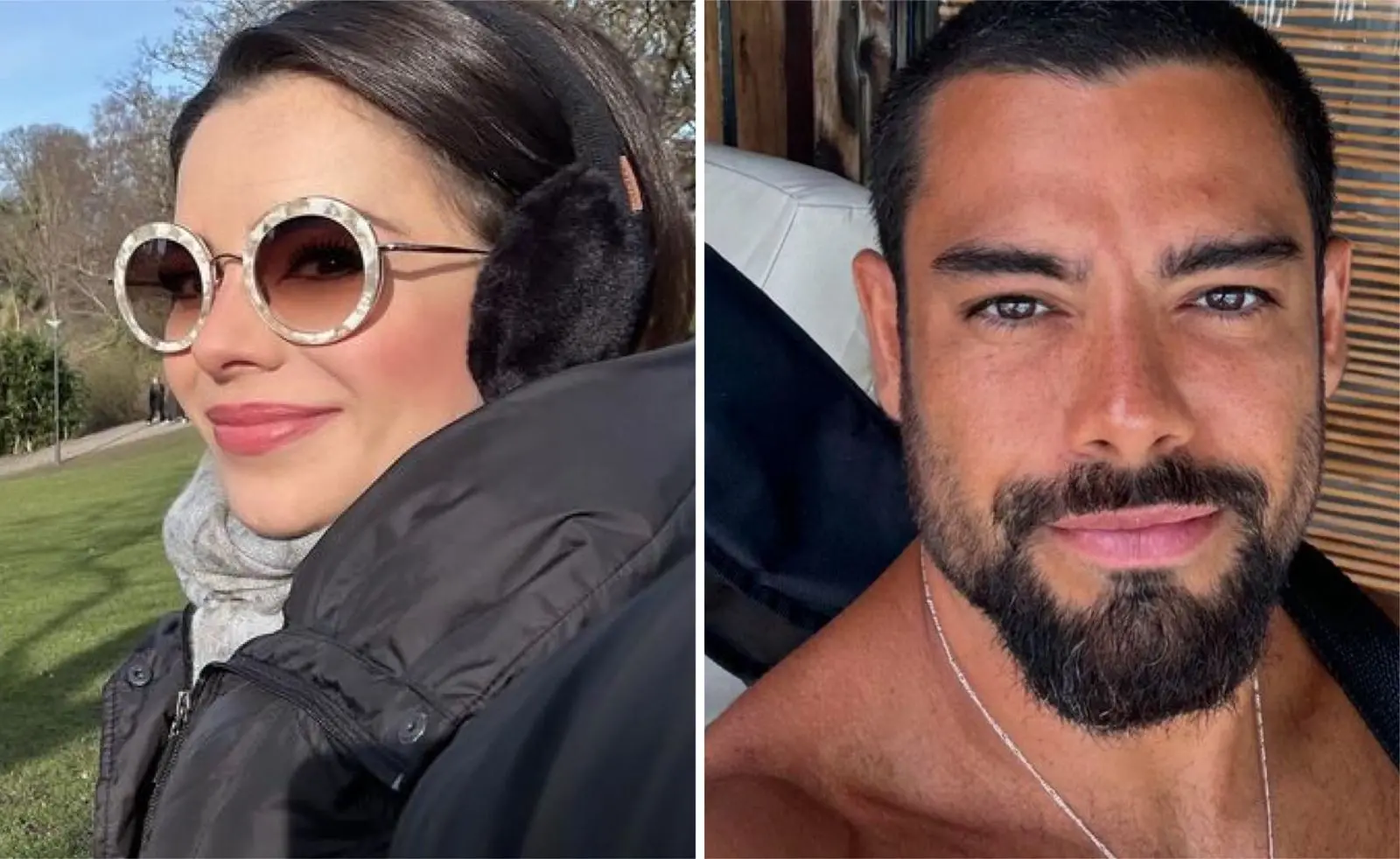 Montagem de fotos mostra Sandy à esquerda e o suposto affair à direita