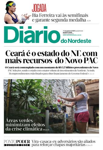 Capa da Edição do dia do jornal Diário do Nordeste