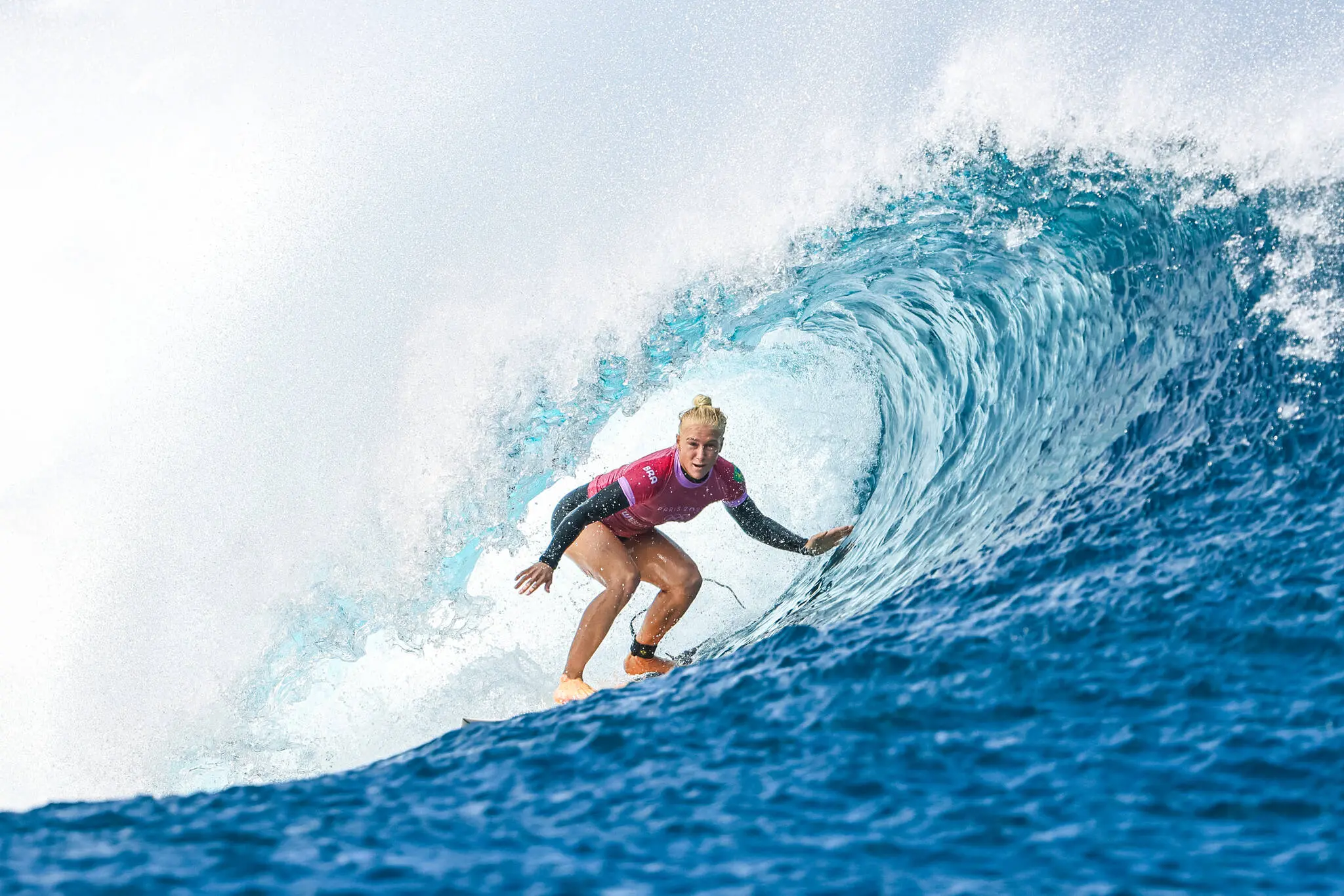 2024.07.28 - Jogos Olímpicos Paris 2024 - Tahiti - Surf - Na foto a atleta, Tati Weston-Webb