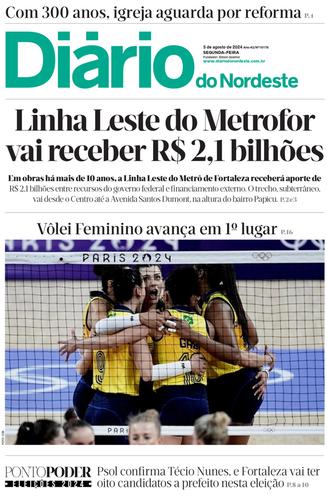 Capa da Edição do dia do jornal Diário do Nordeste