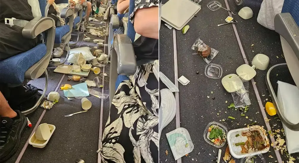 Imagem da notícia: Turbulência em voo da Coreia do Sul deixa 14 feridos e faz comida parar no teto de avião; veja vídeo