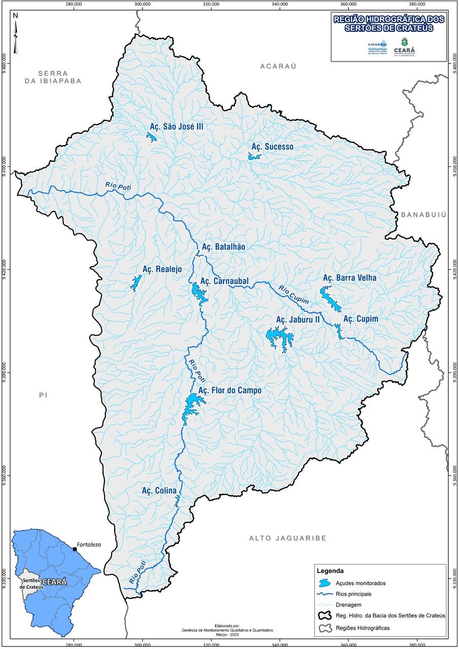 Imagem do mapa da bacia hidrográfica do sertão de Crateús