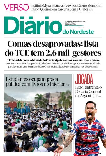 Capa da Edição do dia do jornal Diário do Nordeste