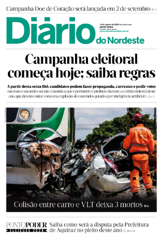 Capa da Edição do dia do jornal Diário do Nordeste