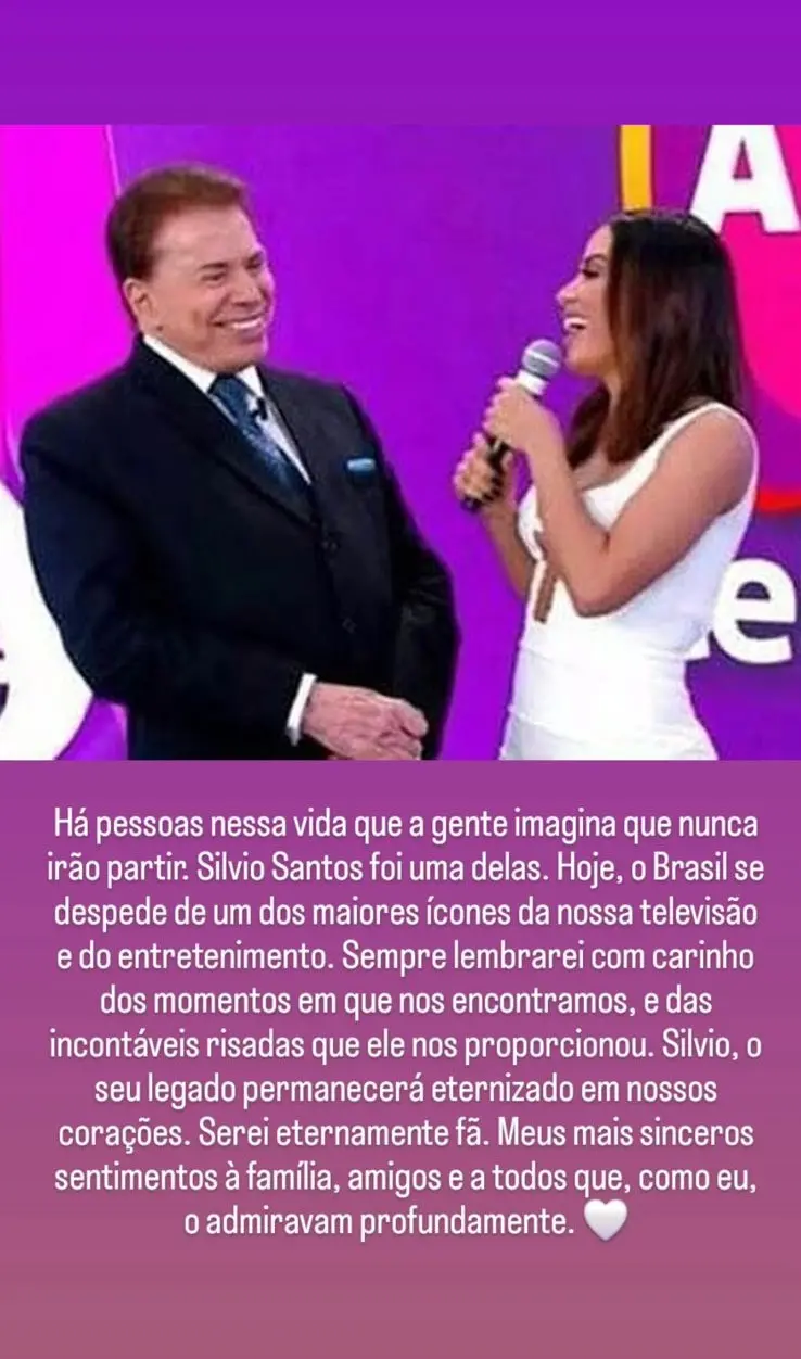 Cantora fez homenagem nos stories