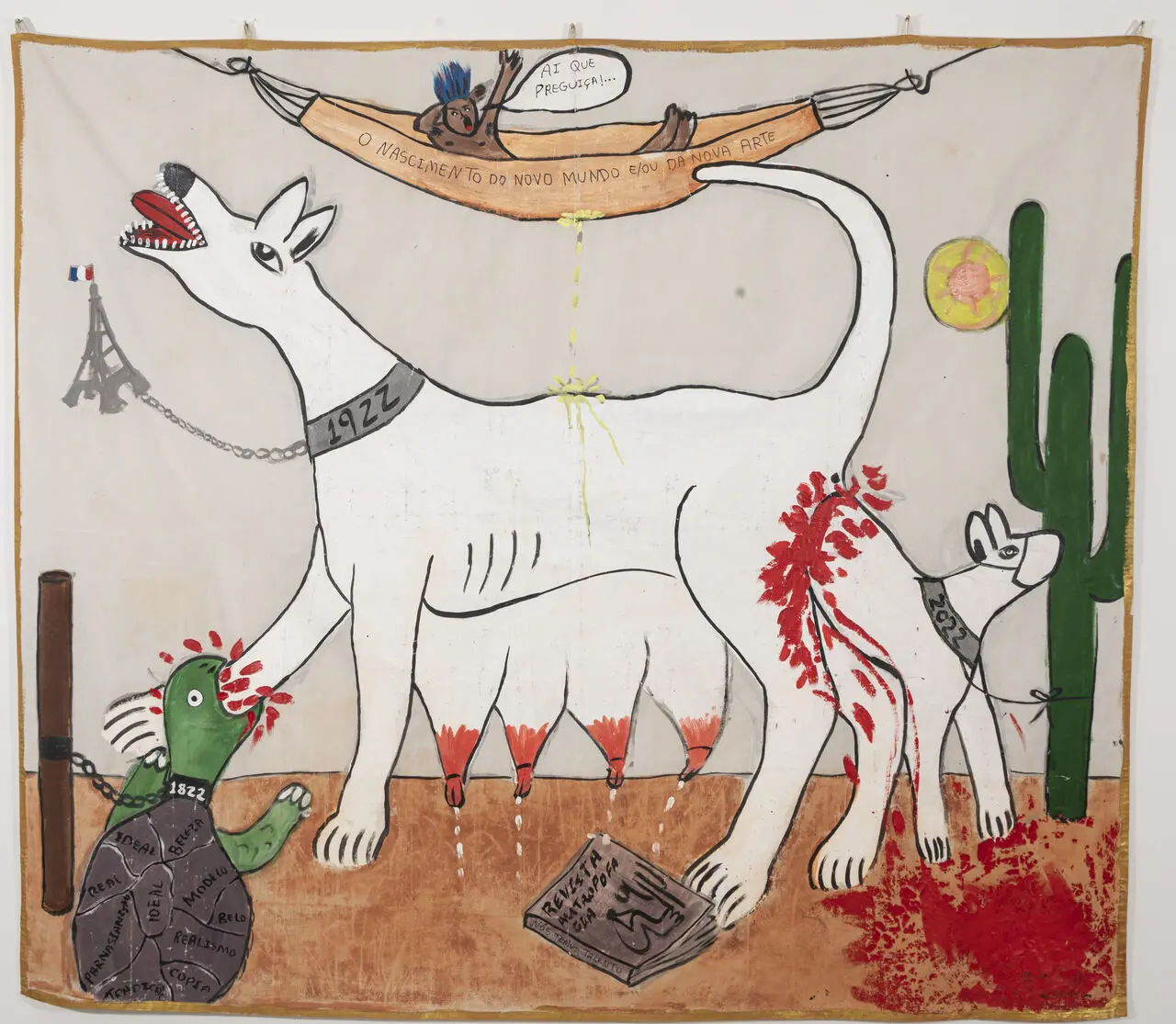 'A semana de um século' (2022) - Tóa do povo Kixelô Kariri e caneta permanente sobre tecido sintético