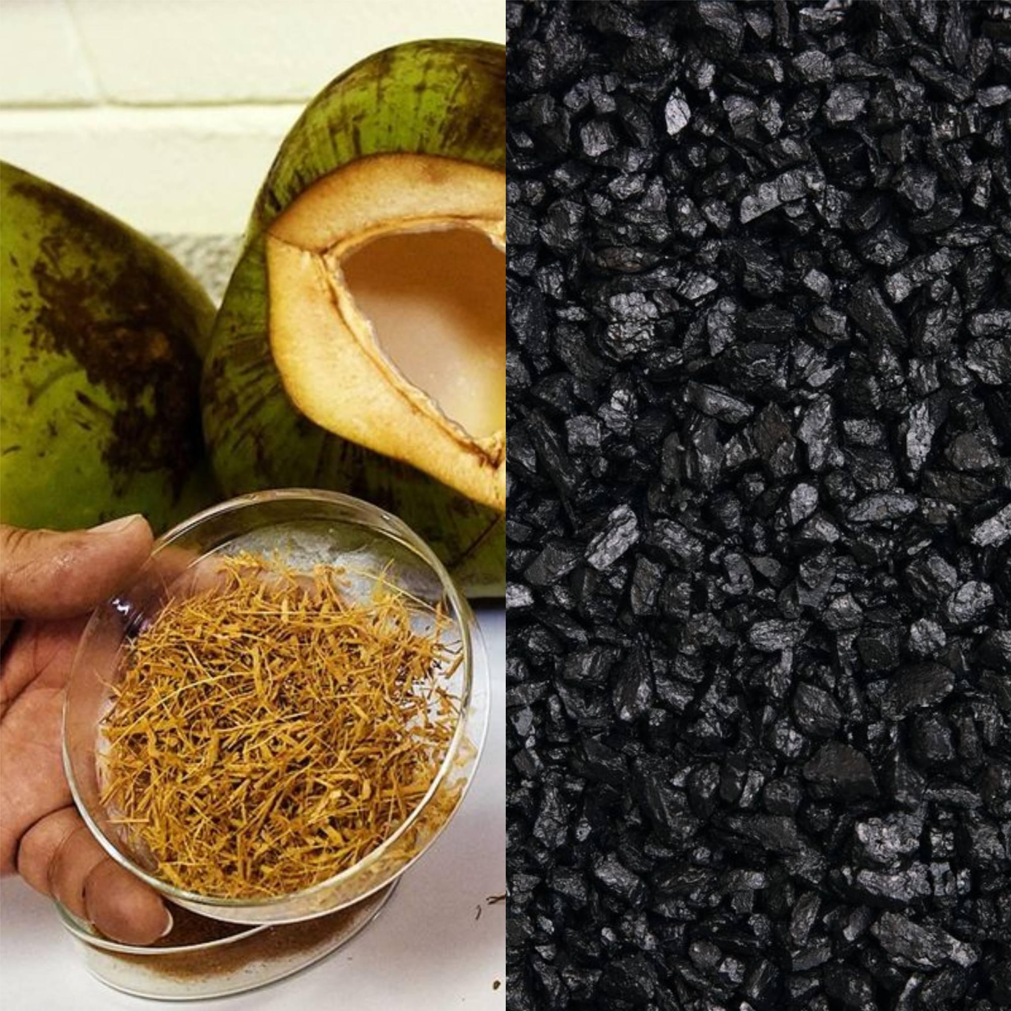 Biomassa de coco e carvão mineral