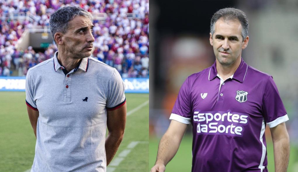 Vojvoda, técnico do Fortaleza, e Léo Condé, técnico do Ceará