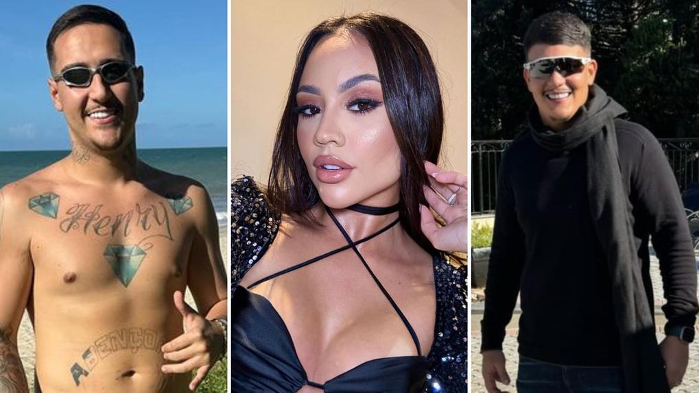 Colagem com imagens de Igor Peretto (à esquerda), Rafaela Costa da Silva (ao centro) e Mario Vitorino da Silva Neto (à direita). Empresário é morto após descobrir traição da esposa com cunhado em Praia Grande, SP