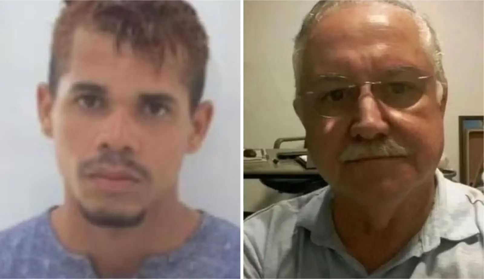 Montagem de fotos mostra suspeito e vítima