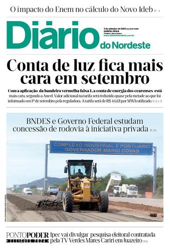 Capa da Edição do dia do jornal Diário do Nordeste