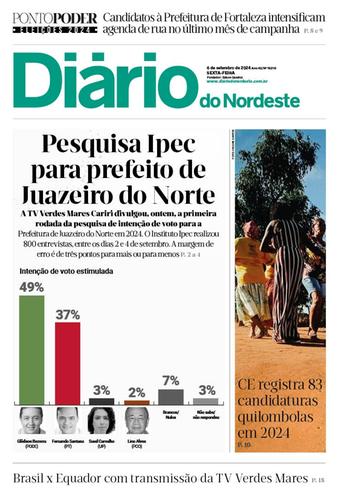 Capa da Edição do dia do jornal Diário do Nordeste