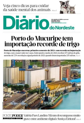 Capa da Edição do dia do jornal Diário do Nordeste