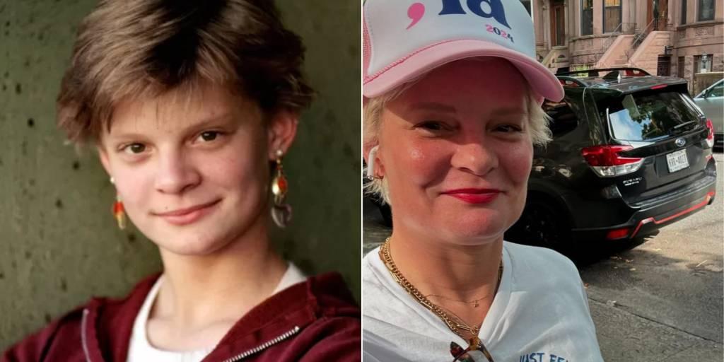 Colagem com antes e depois de Martha Plimpton. Os Goonies deve ganhar continuação após 40 anos do primeiro filme: veja antes e depois do elenco