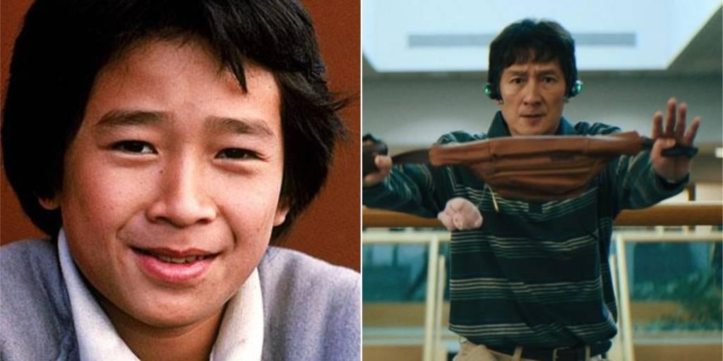 Colagem com antes e depois de Ke Huy Quan. Os Goonies deve ganhar continuação após 40 anos do primeiro filme: veja antes e depois do elenco